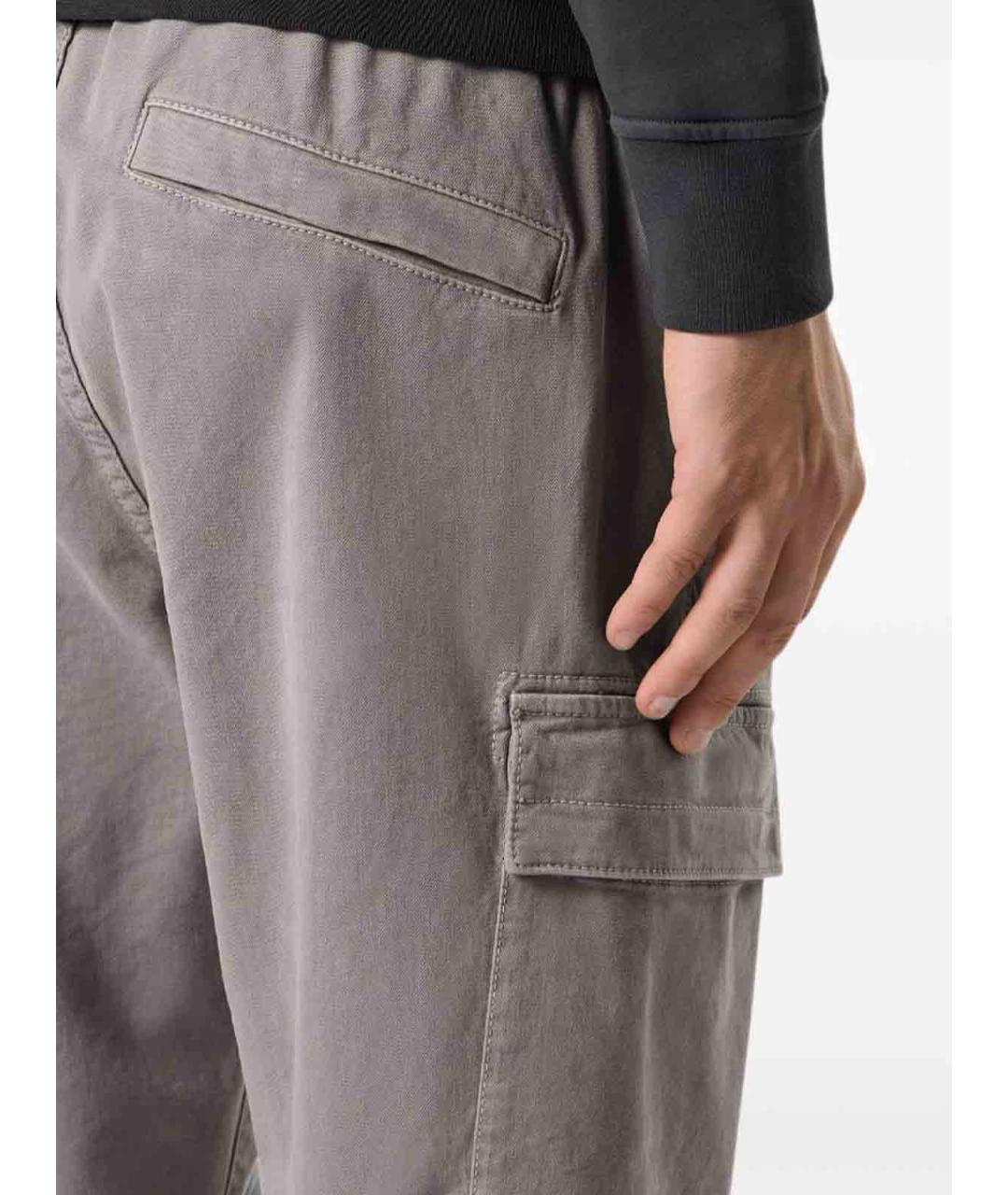 STONE ISLAND Серые хлопковые повседневные брюки, фото 3