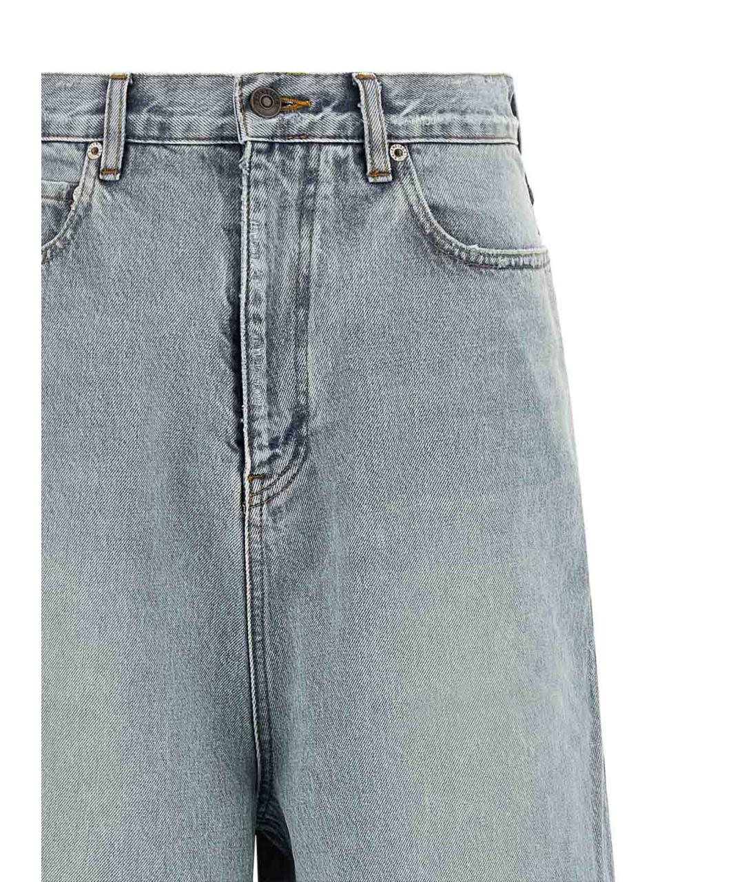 BALENCIAGA Голубые хлопковые прямые джинсы, фото 3