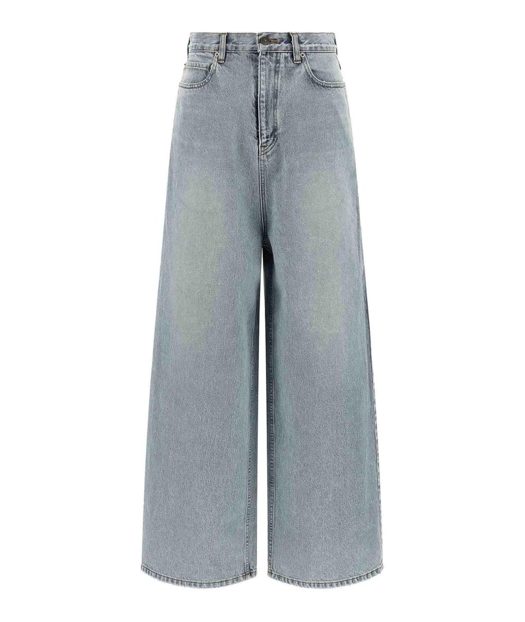 BALENCIAGA Голубые хлопковые прямые джинсы, фото 1