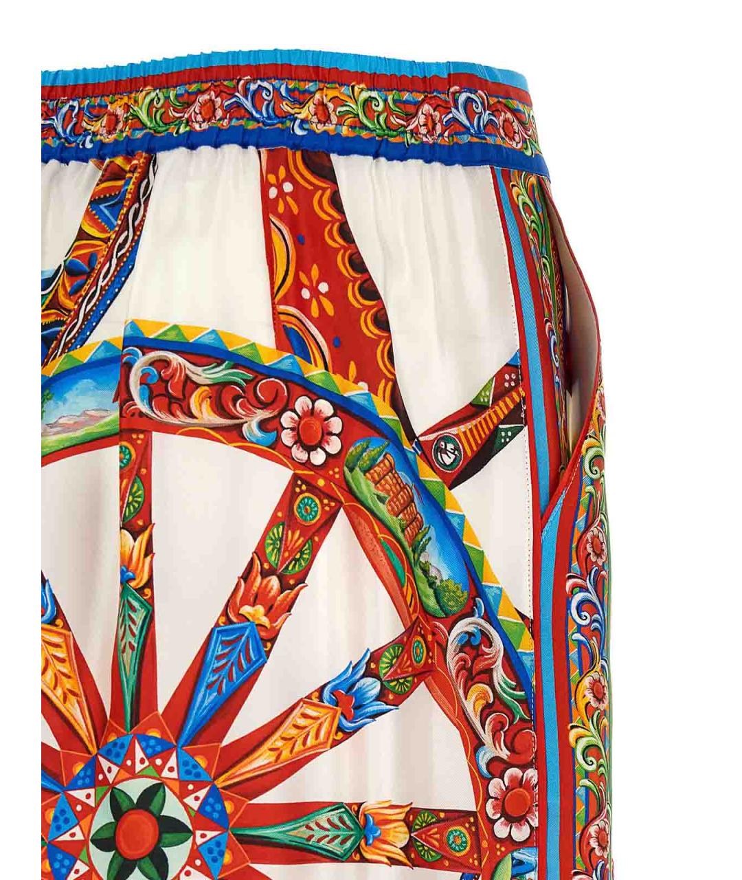 DOLCE&GABBANA Мульти шелковые брюки широкие, фото 4