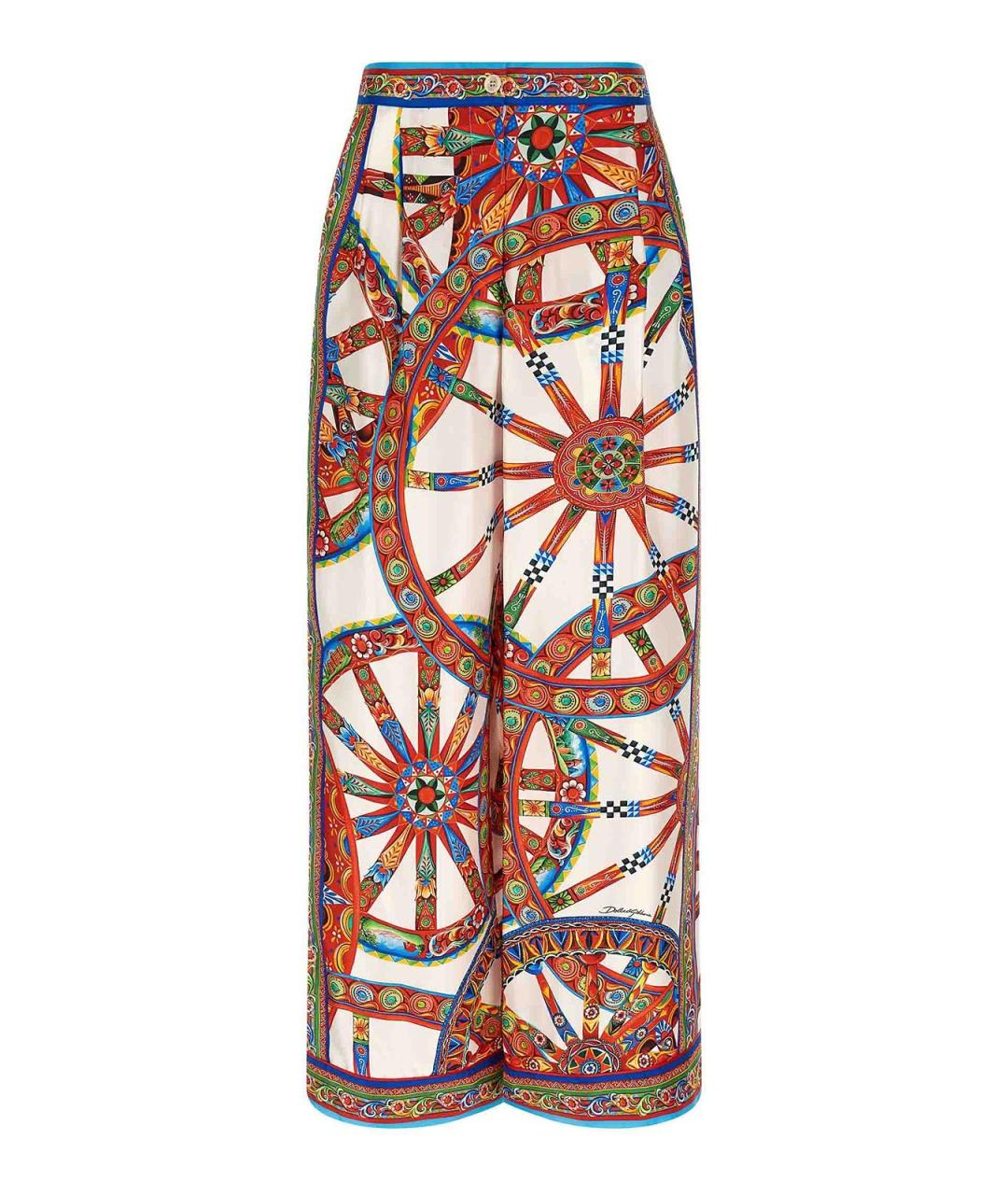 DOLCE&GABBANA Мульти шелковые брюки широкие, фото 1