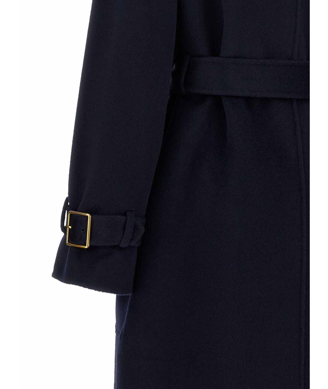 ELISABETTA FRANCHI Темно-синее шерстяное пальто, фото 4