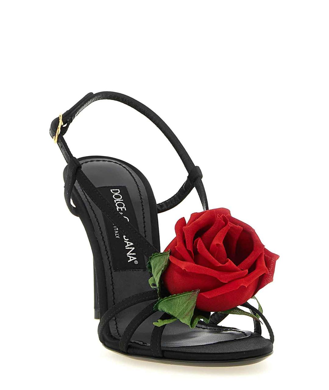 DOLCE&GABBANA Черные кожаные босоножки, фото 2