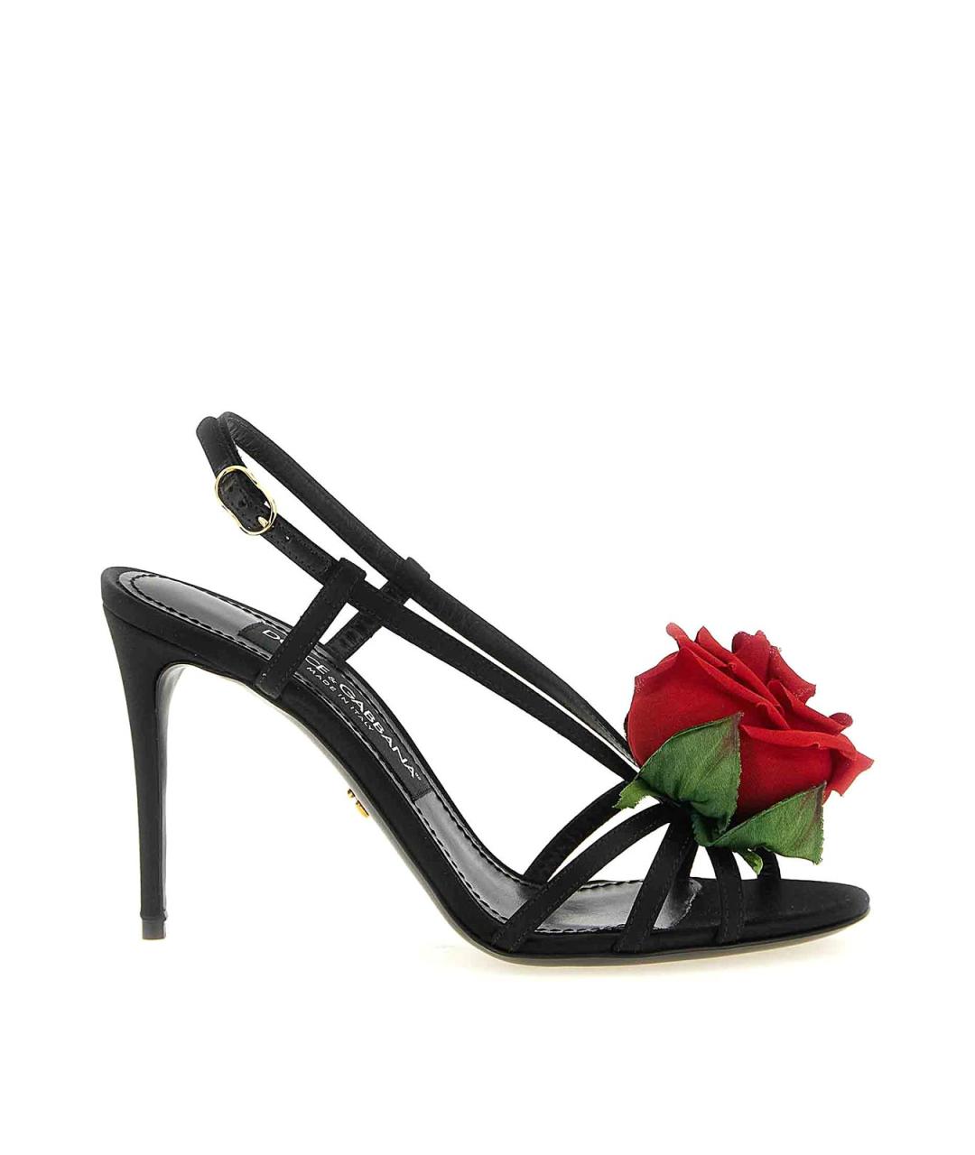DOLCE&GABBANA Черные кожаные босоножки, фото 1