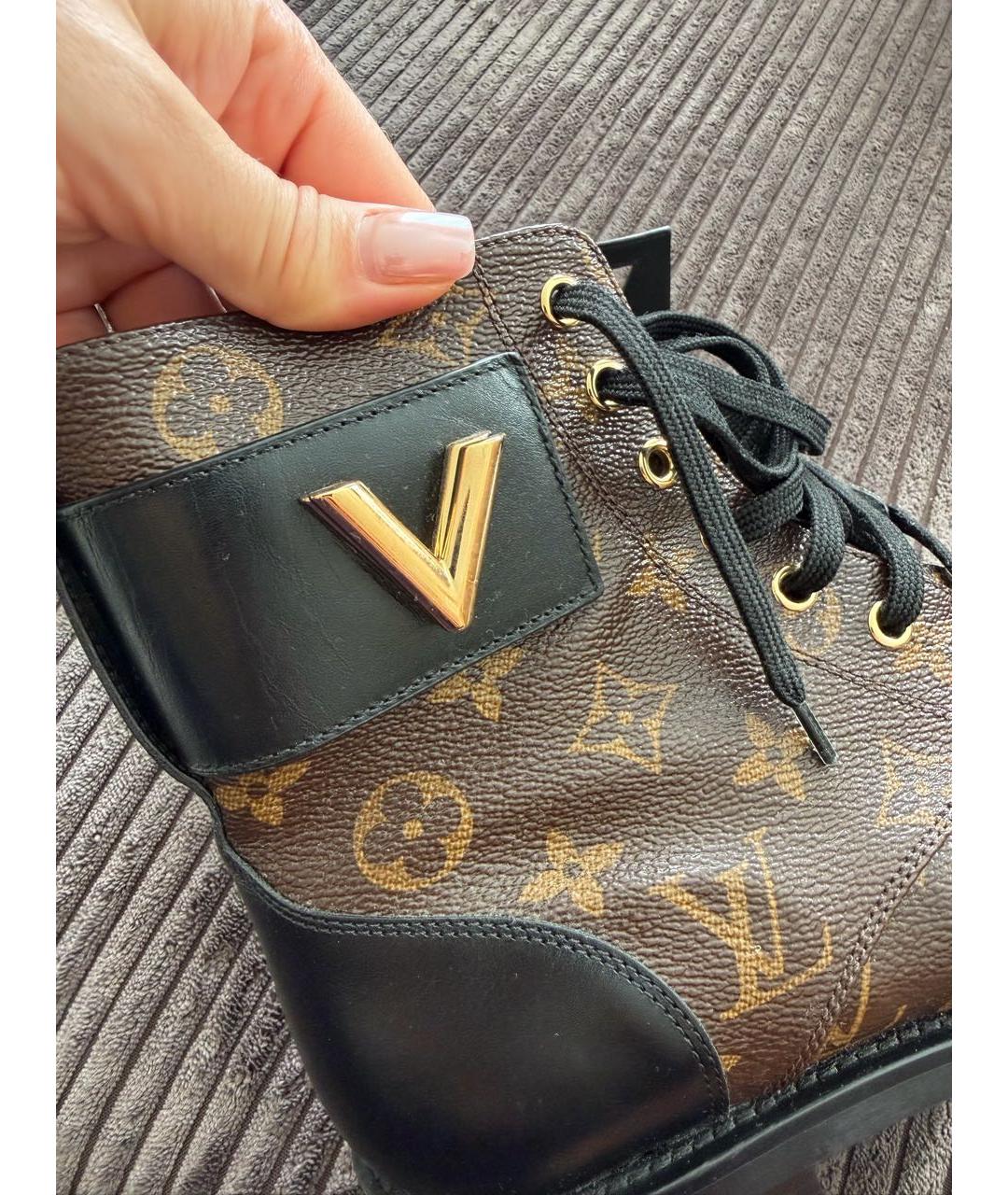 LOUIS VUITTON Коричневые кожаные ботинки, фото 6