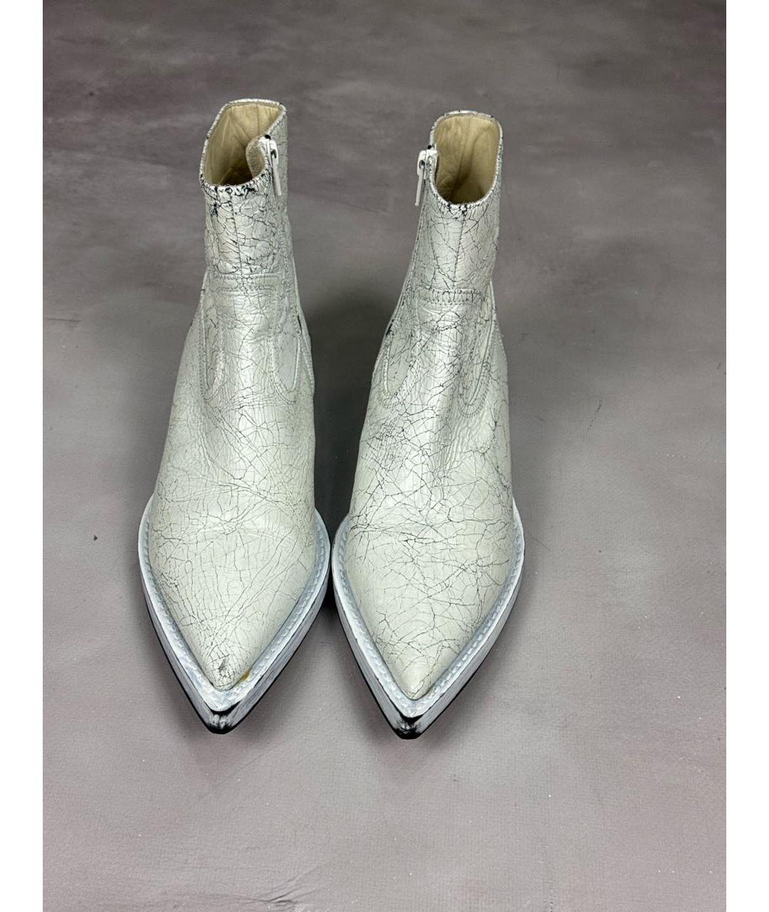 MM6 MAISON MARGIELA Белые кожаные ботильоны, фото 3