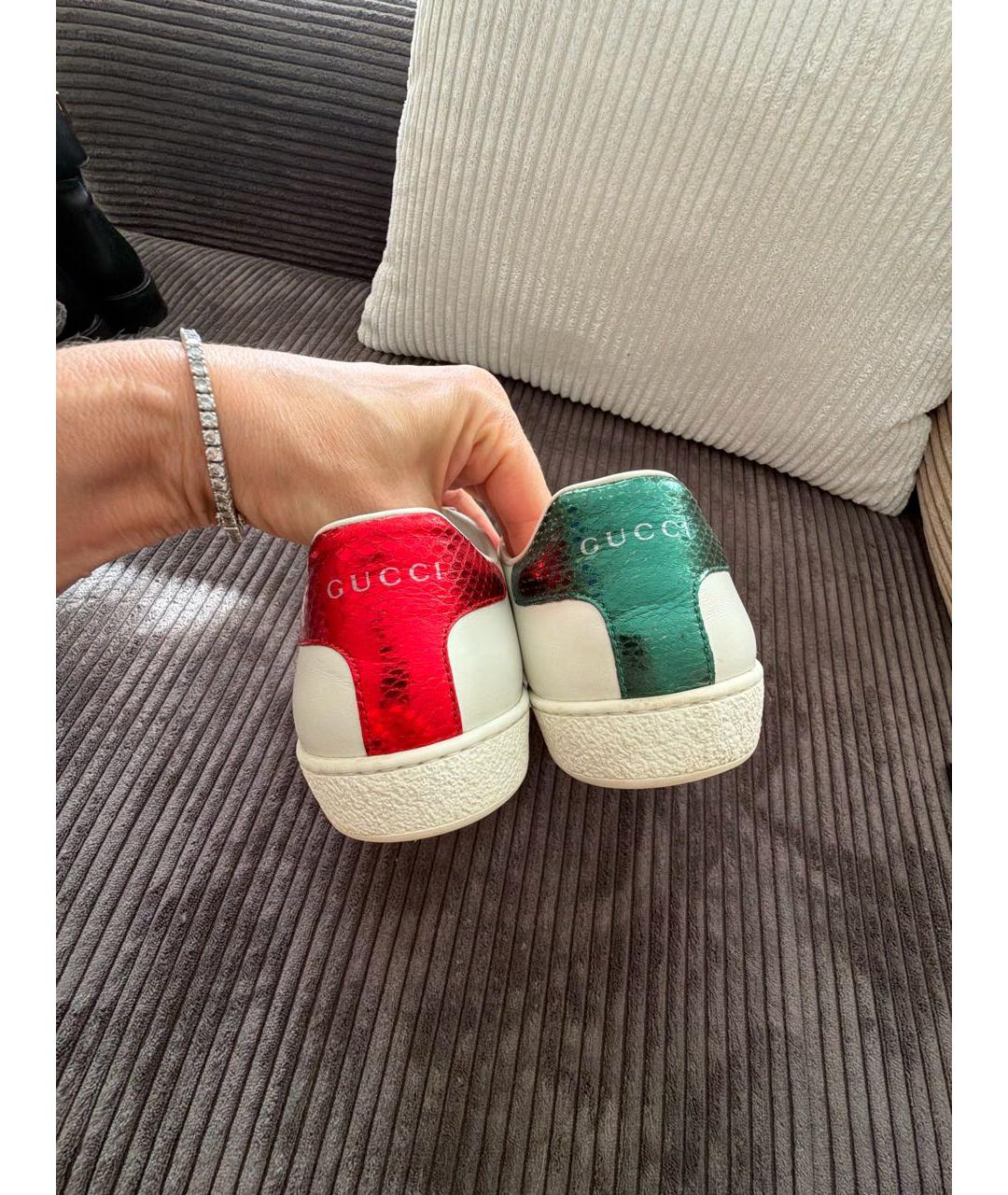 GUCCI Белые кожаные кроссовки, фото 3