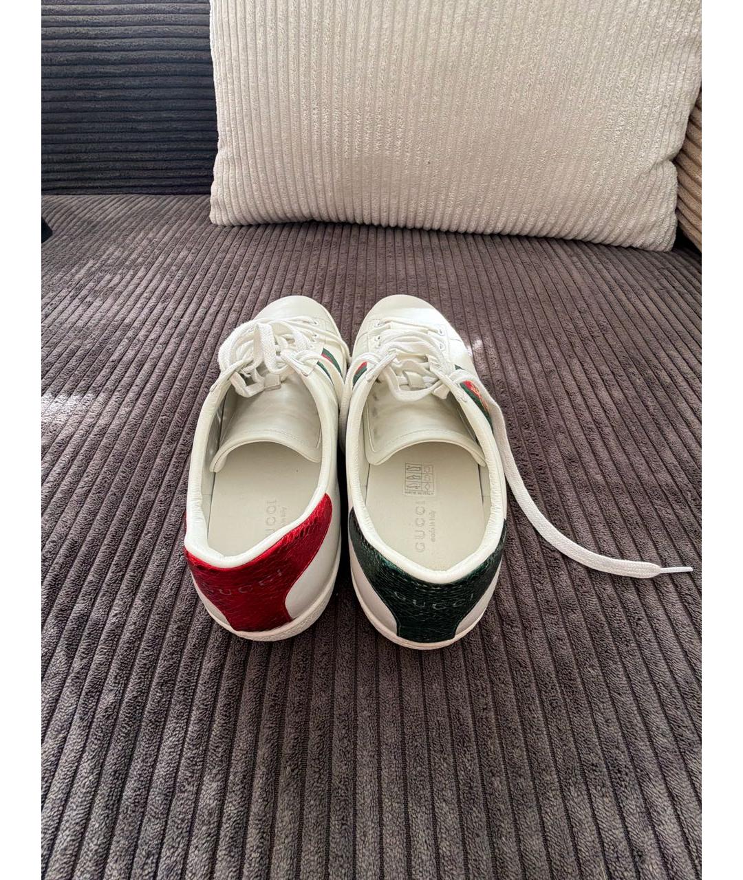 GUCCI Белые кожаные кроссовки, фото 6