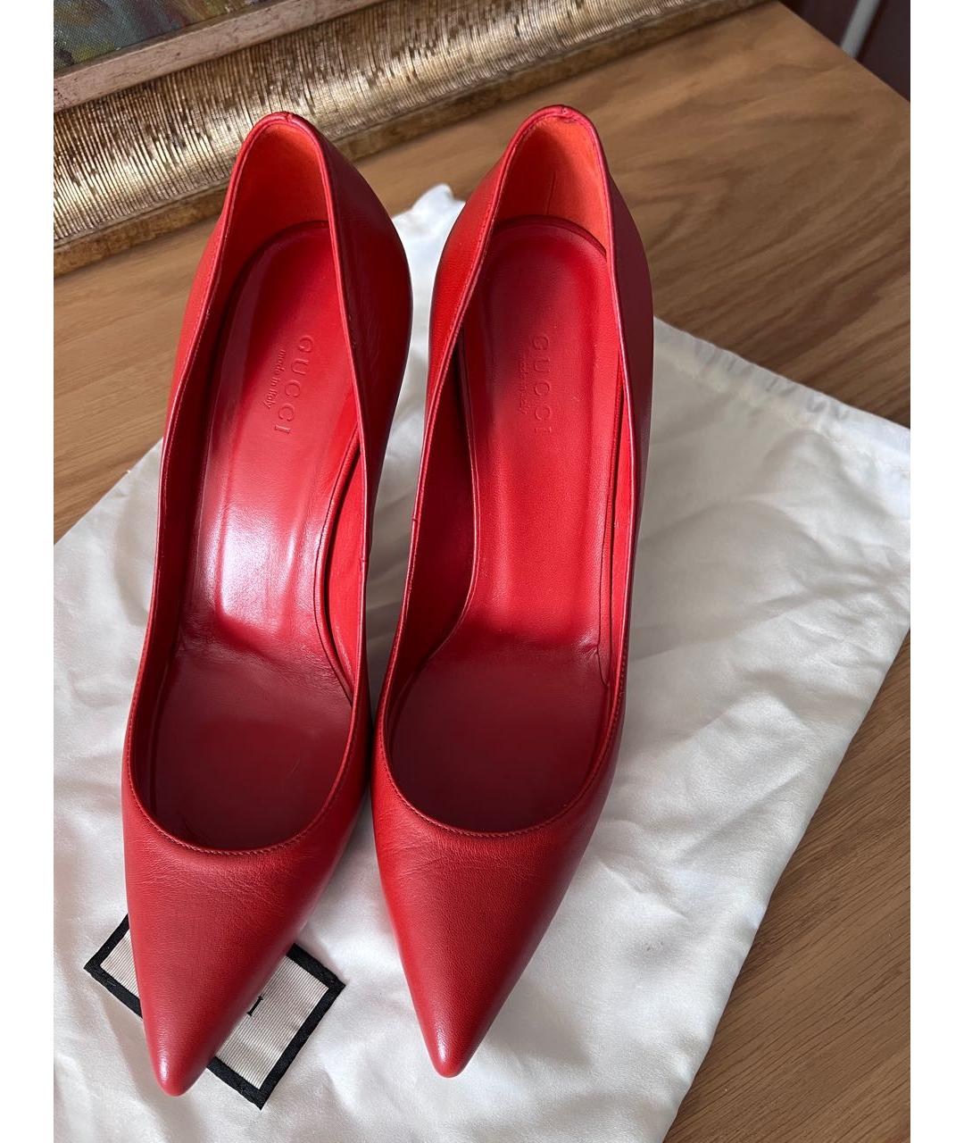 GUCCI Красные кожаные туфли, фото 2