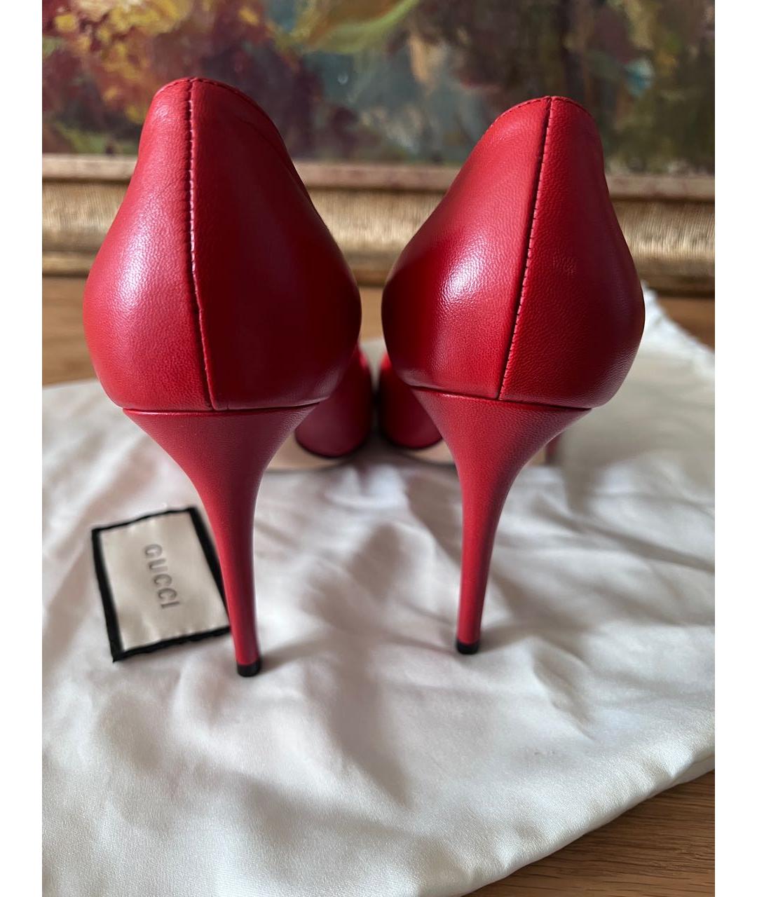 GUCCI Красные кожаные туфли, фото 3