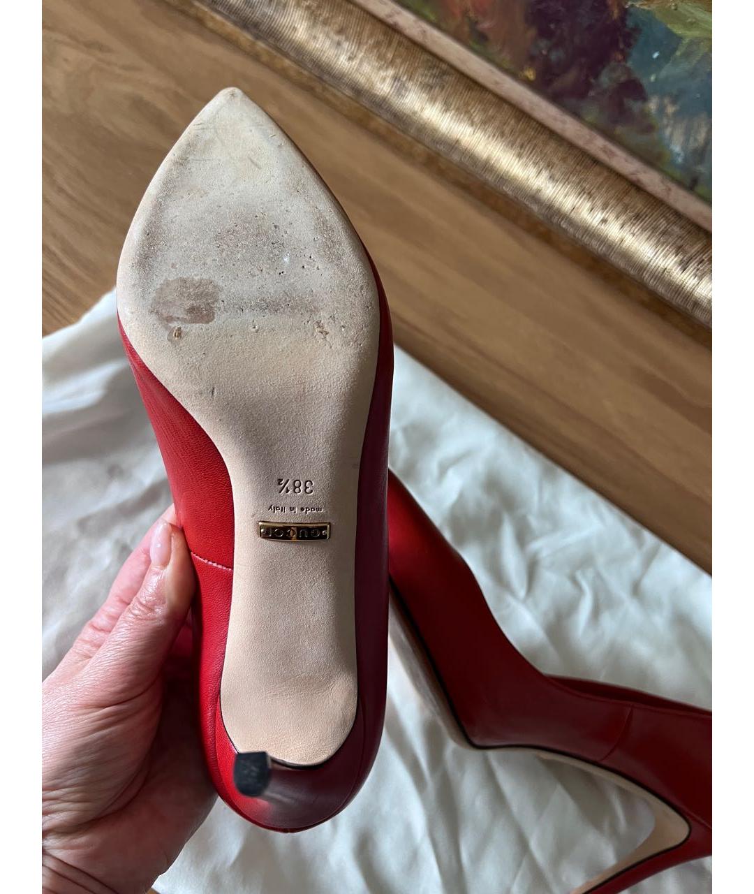 GUCCI Красные кожаные туфли, фото 5