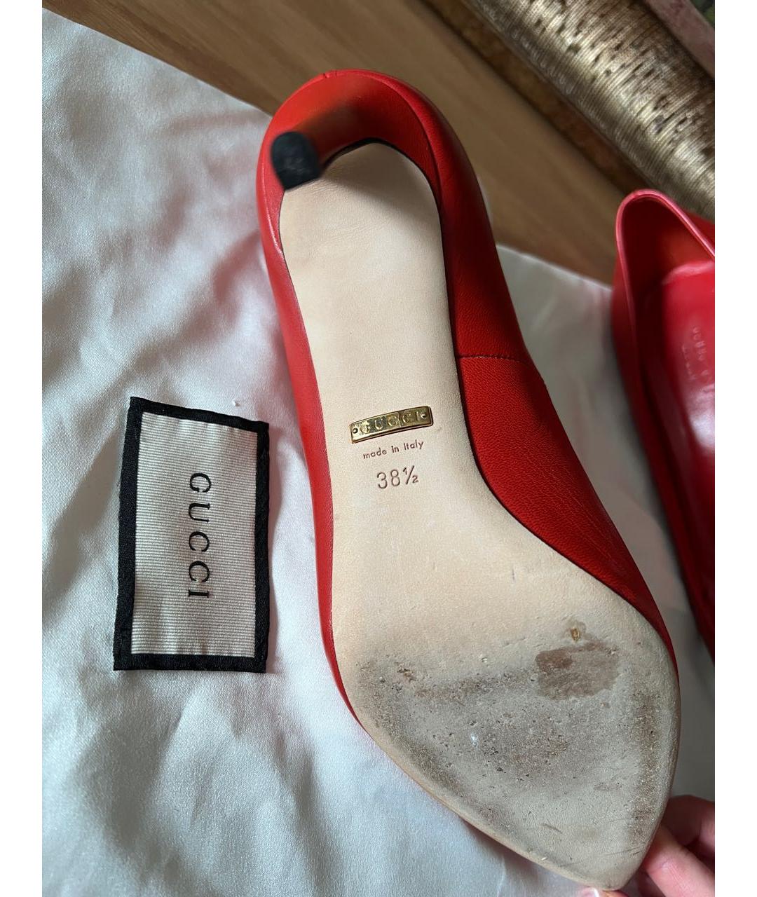 GUCCI Красные кожаные туфли, фото 6