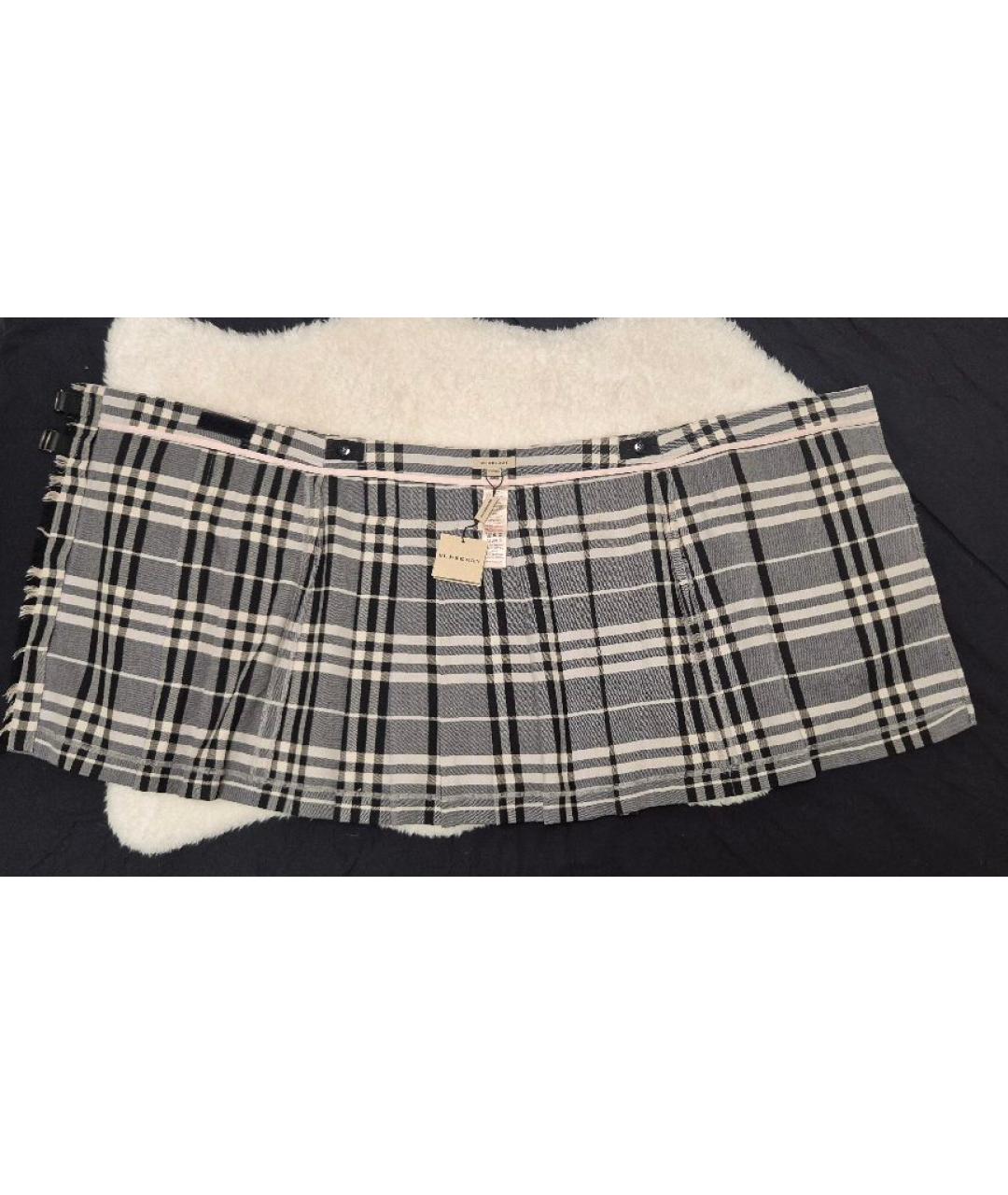 BURBERRY Серая полиэстеровая юбка мини, фото 8
