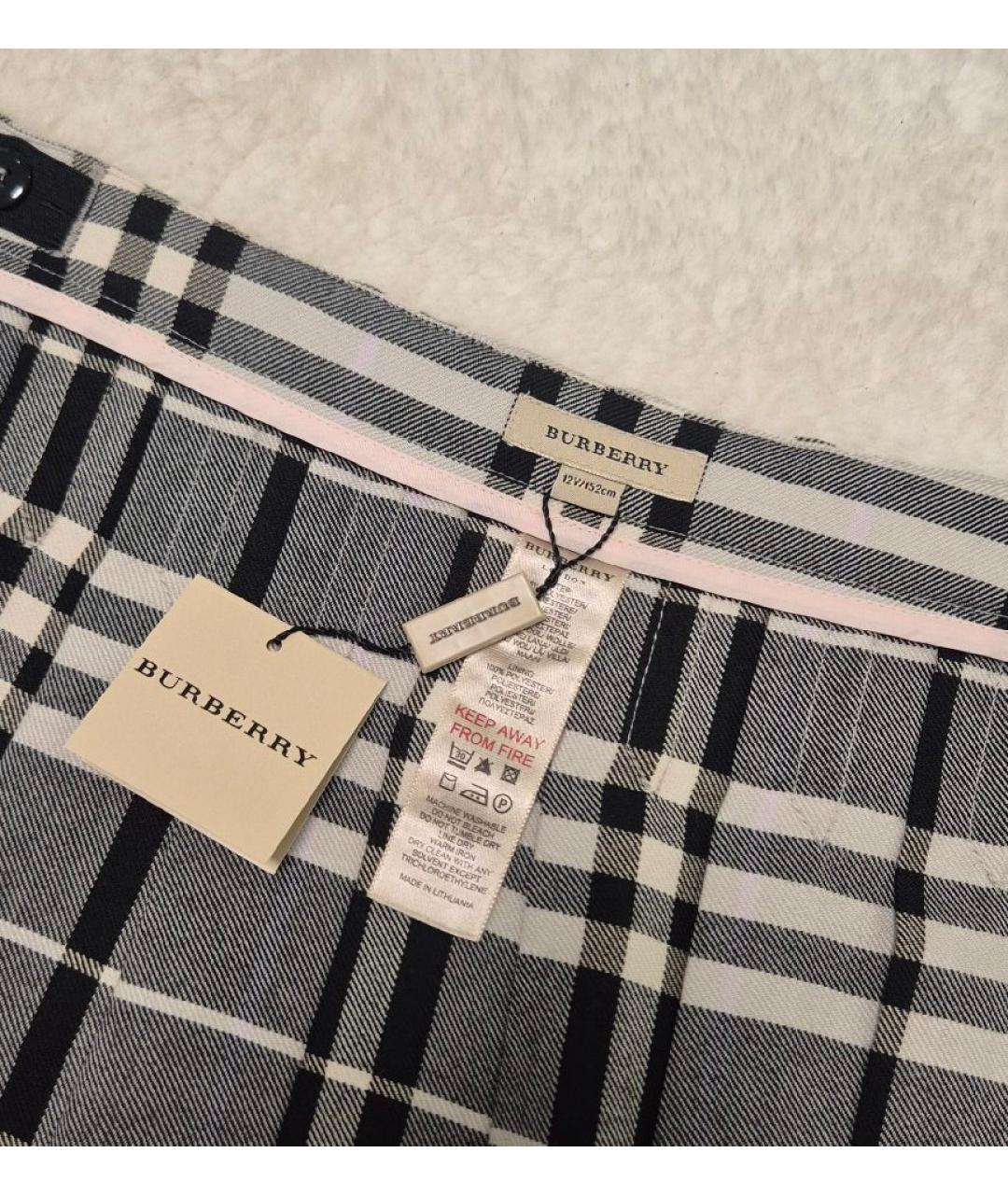BURBERRY Серая полиэстеровая юбка мини, фото 3