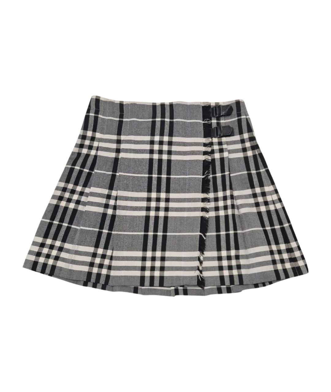 BURBERRY Серая полиэстеровая юбка мини, фото 1