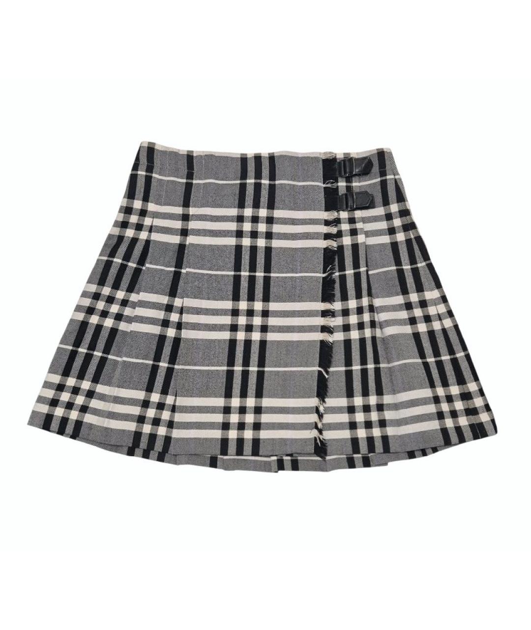 BURBERRY Серая полиэстеровая юбка мини, фото 10