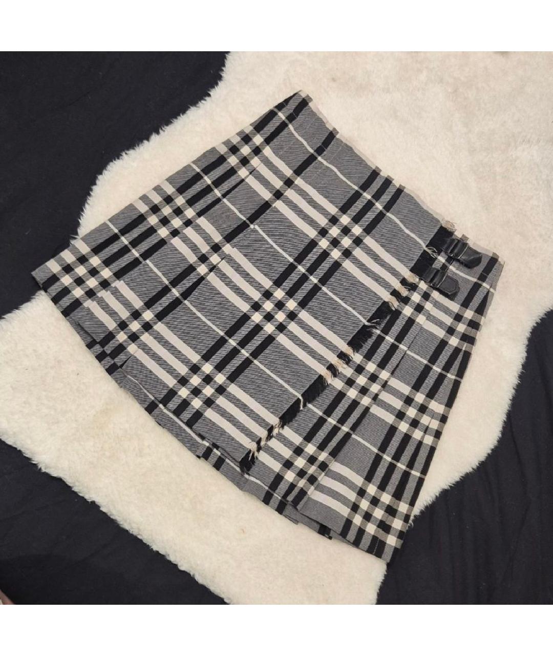 BURBERRY Серая полиэстеровая юбка мини, фото 5