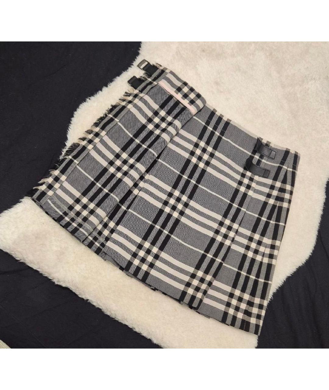 BURBERRY Серая полиэстеровая юбка мини, фото 9