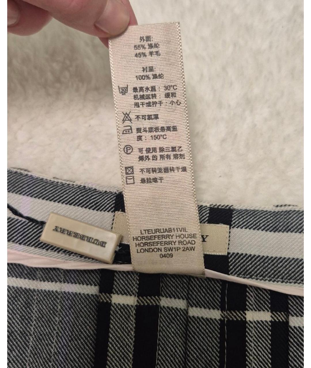 BURBERRY Серая полиэстеровая юбка мини, фото 7