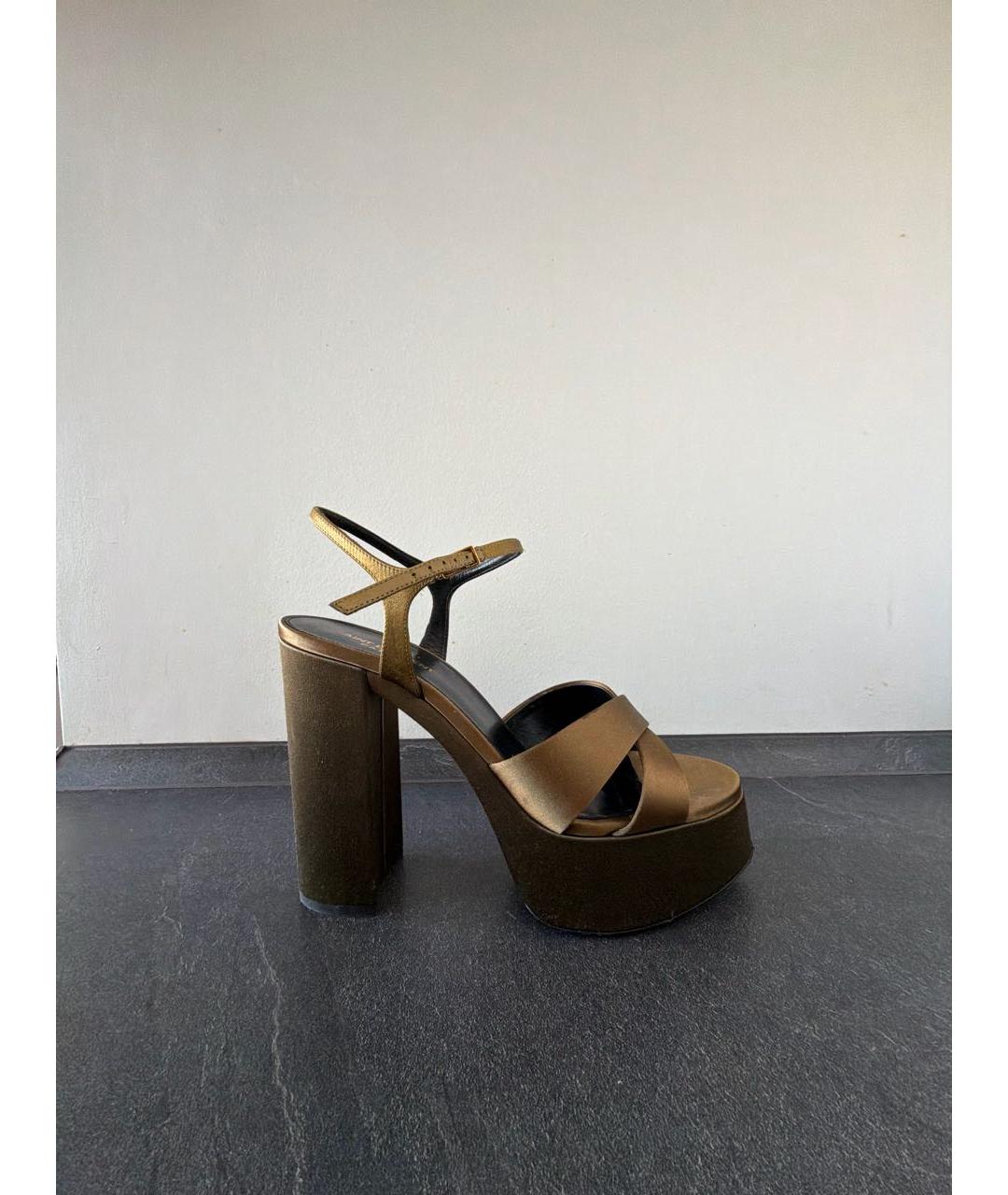 SAINT LAURENT Хаки текстильные туфли, фото 6