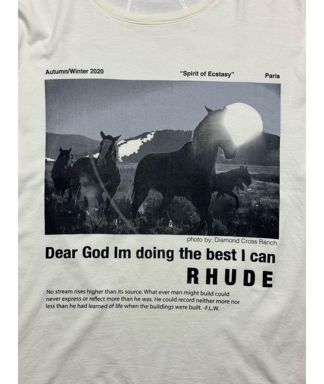 RHUDE Белая хлопковая футболка, фото 5