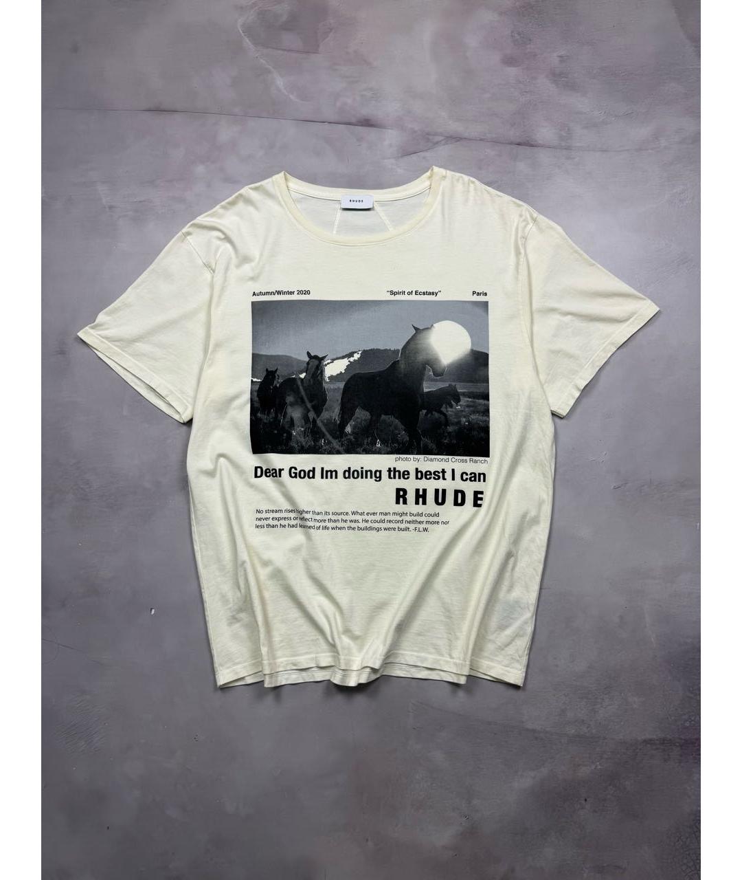 RHUDE Белая хлопковая футболка, фото 9
