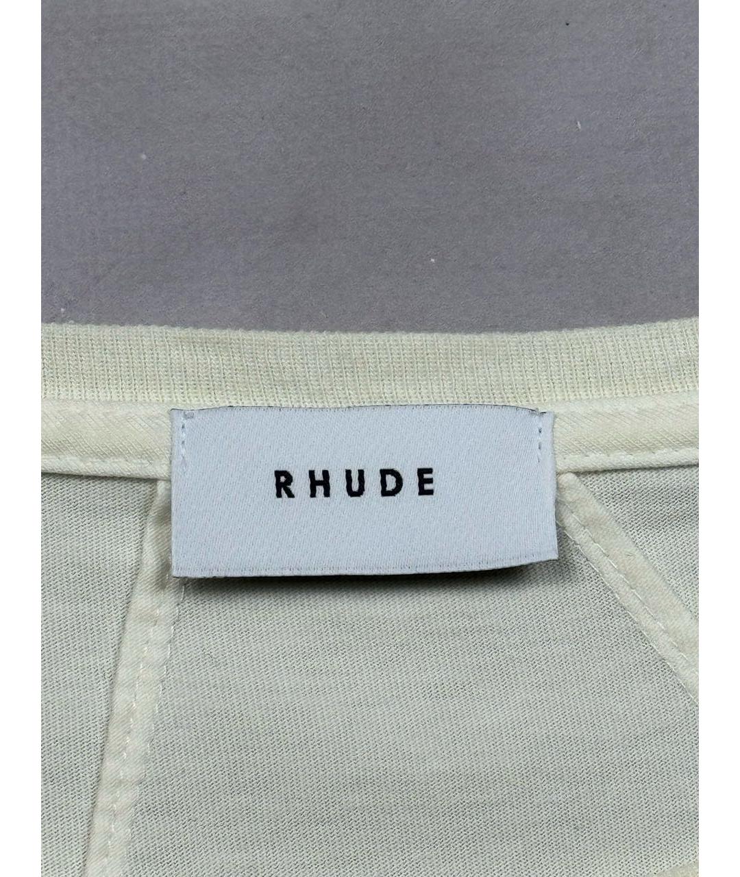 RHUDE Белая хлопковая футболка, фото 6