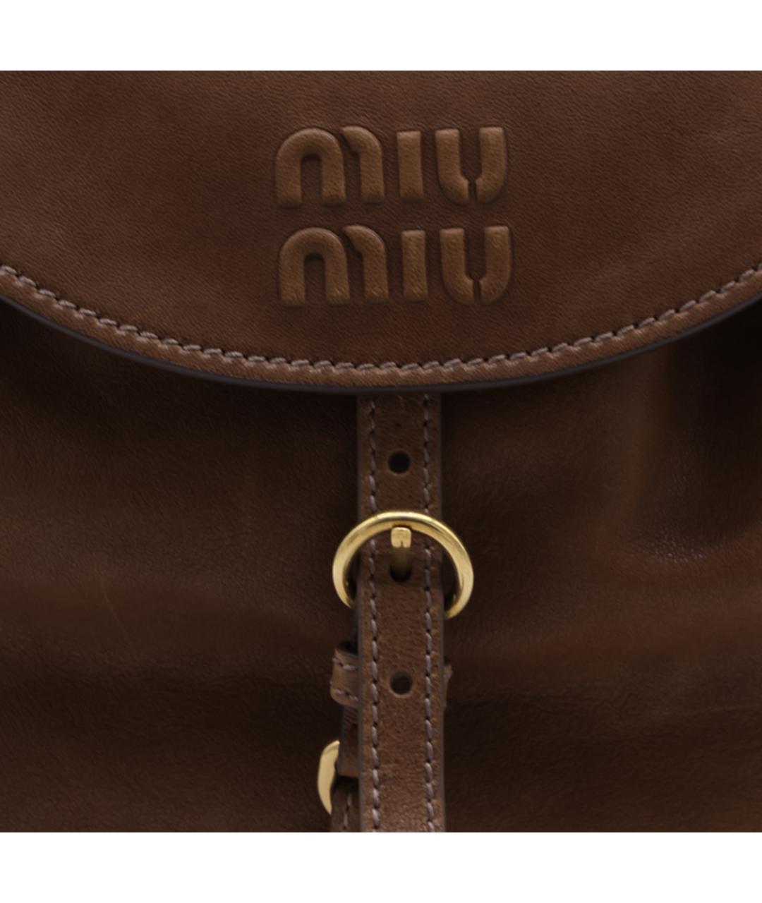 MIU MIU Коричневый кожаный рюкзак, фото 4