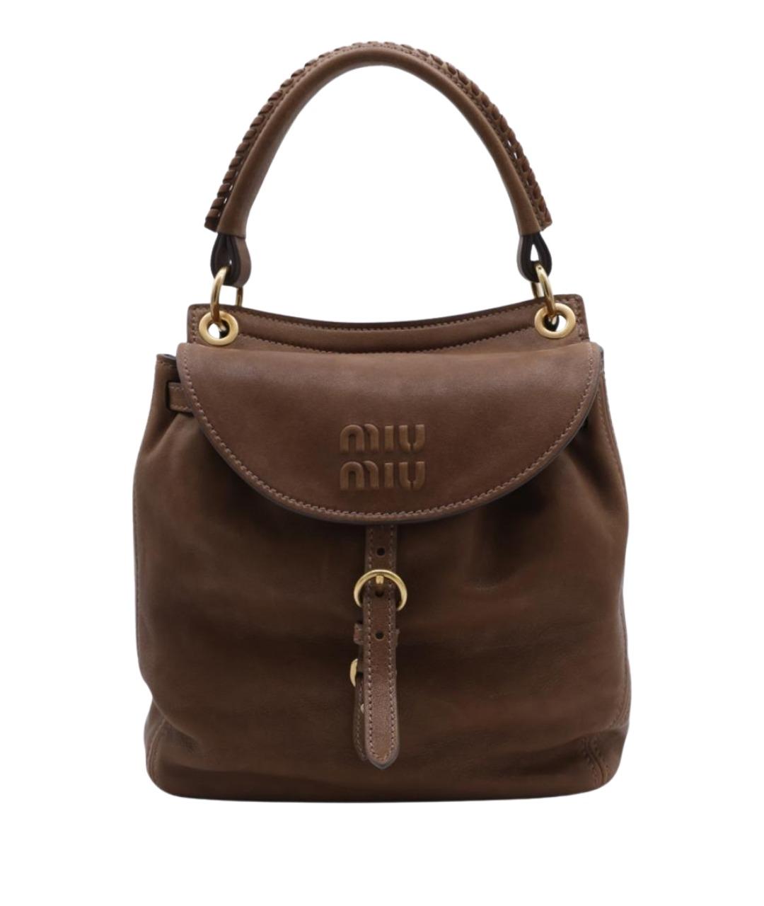 MIU MIU Коричневый кожаный рюкзак, фото 1
