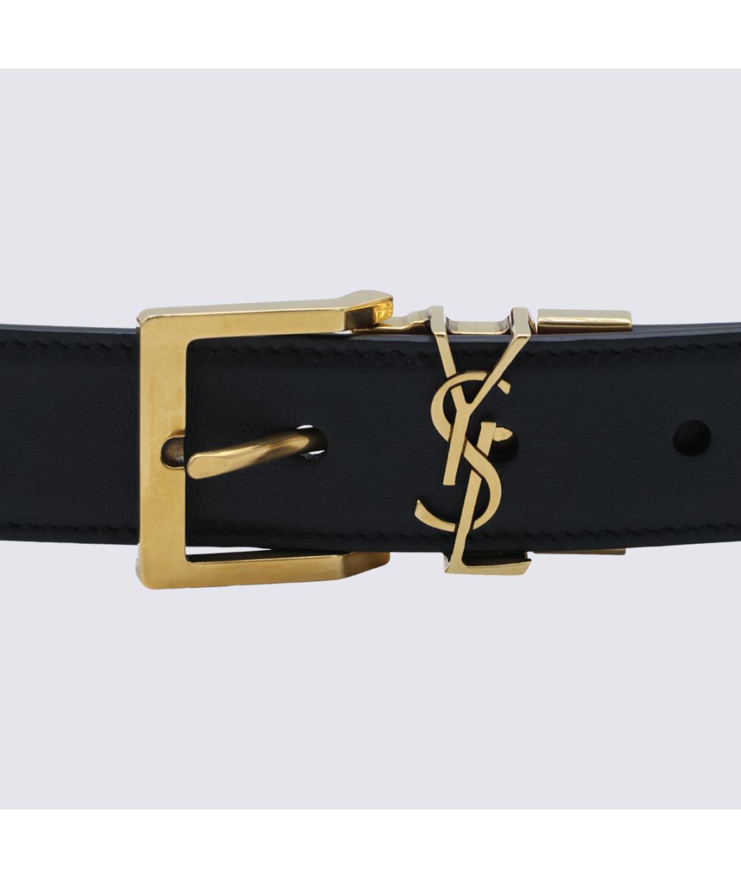 SAINT LAURENT Коричневый кожаный ремень, фото 2
