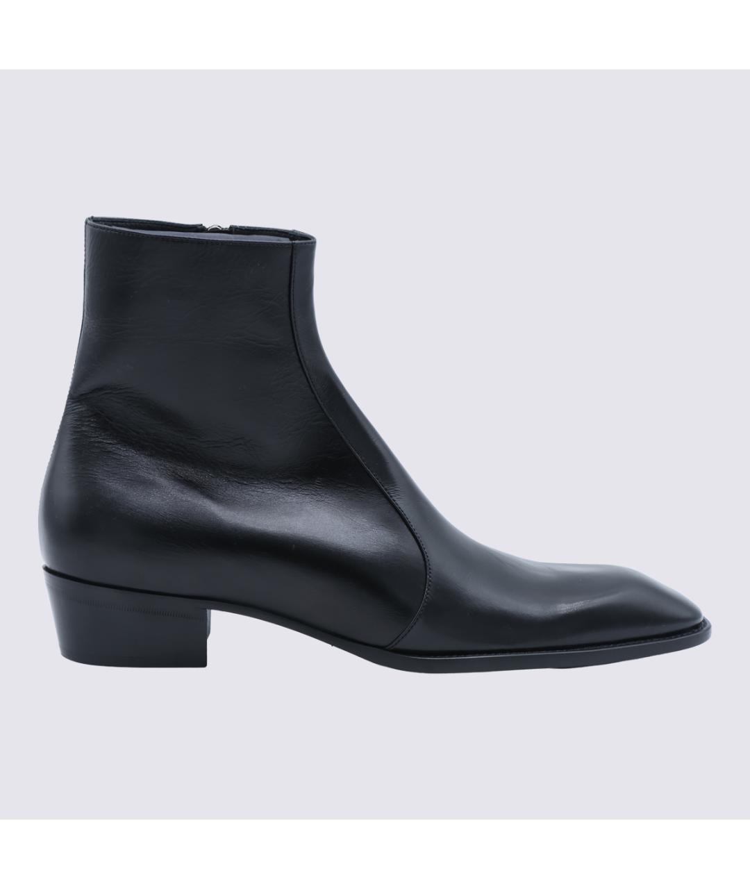 SAINT LAURENT Черные кожаные высокие ботинки, фото 5