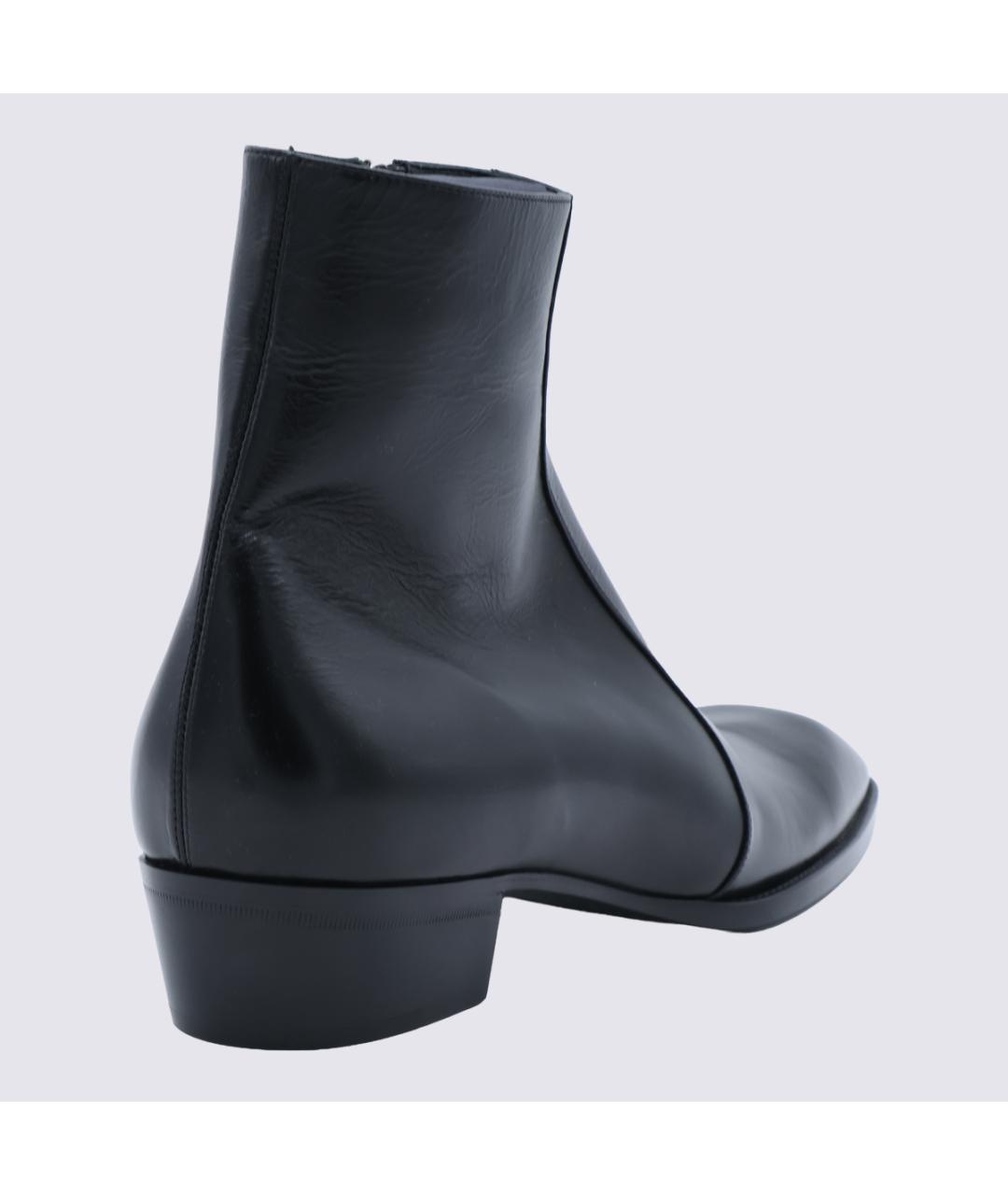 SAINT LAURENT Черные кожаные высокие ботинки, фото 3
