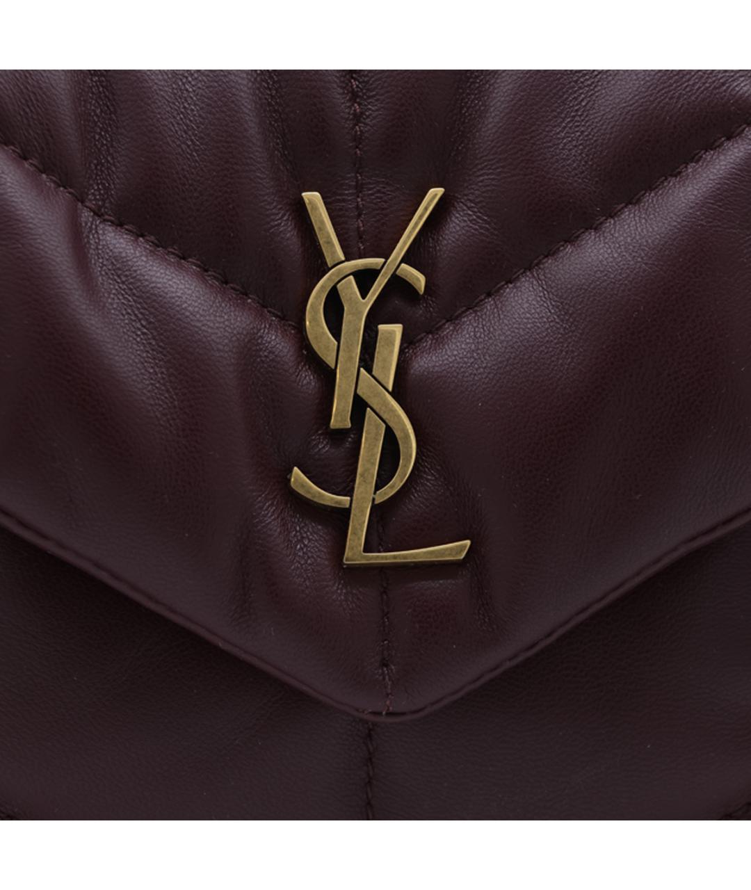SAINT LAURENT Бордовая кожаная сумка через плечо, фото 4