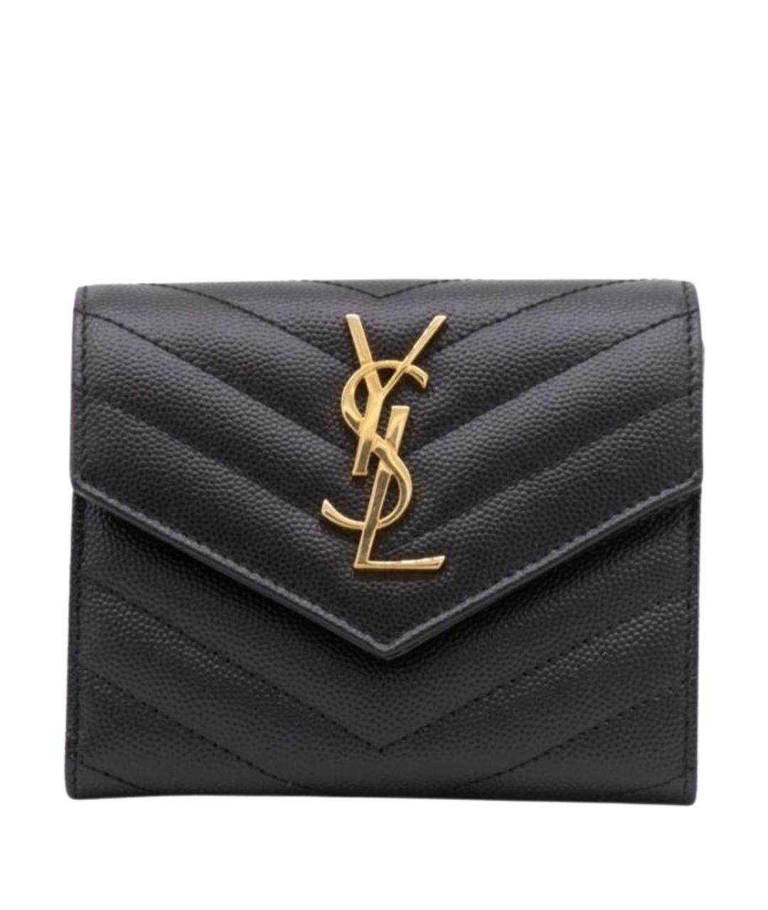 SAINT LAURENT Черный кожаный кошелек, фото 1