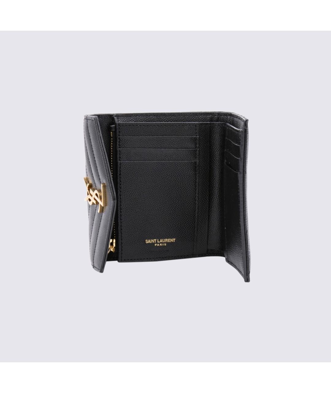 SAINT LAURENT Черный кожаный кошелек, фото 2