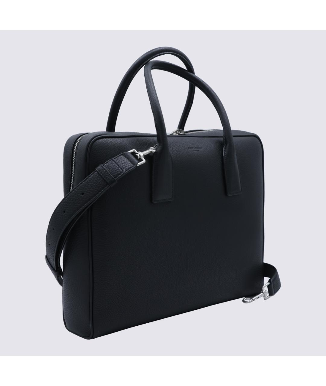 SAINT LAURENT Черный кожаный портфель, фото 2