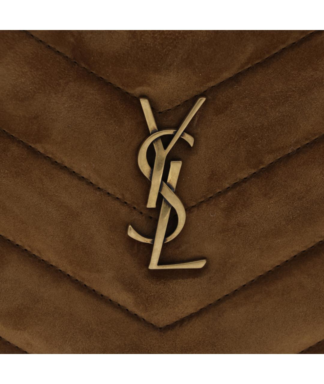 SAINT LAURENT Коричневая замшевая сумка через плечо, фото 4