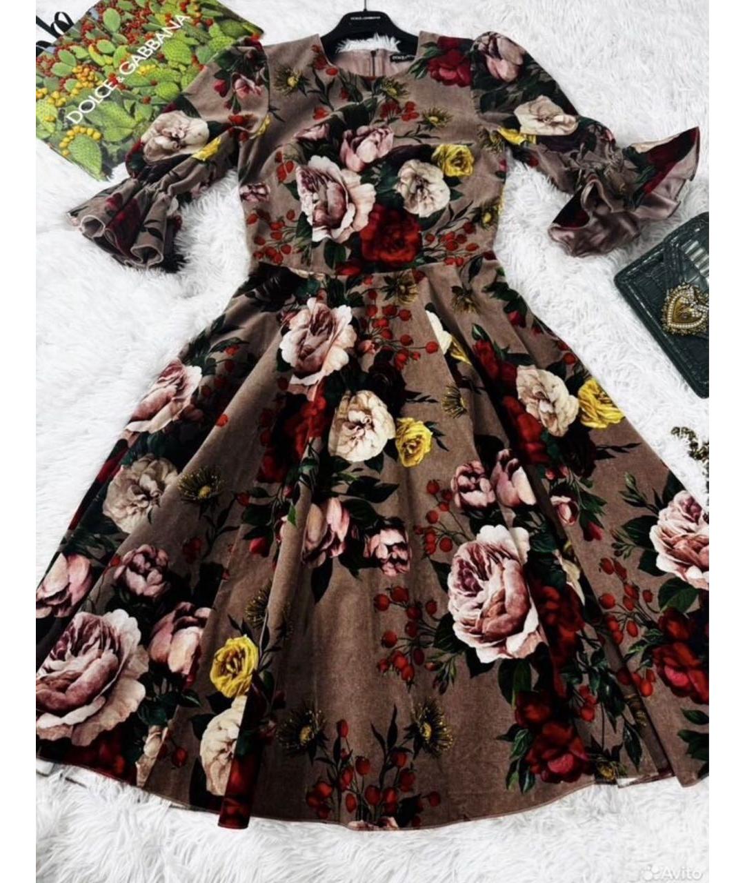 DOLCE&GABBANA Мульти хлопковое вечернее платье, фото 2