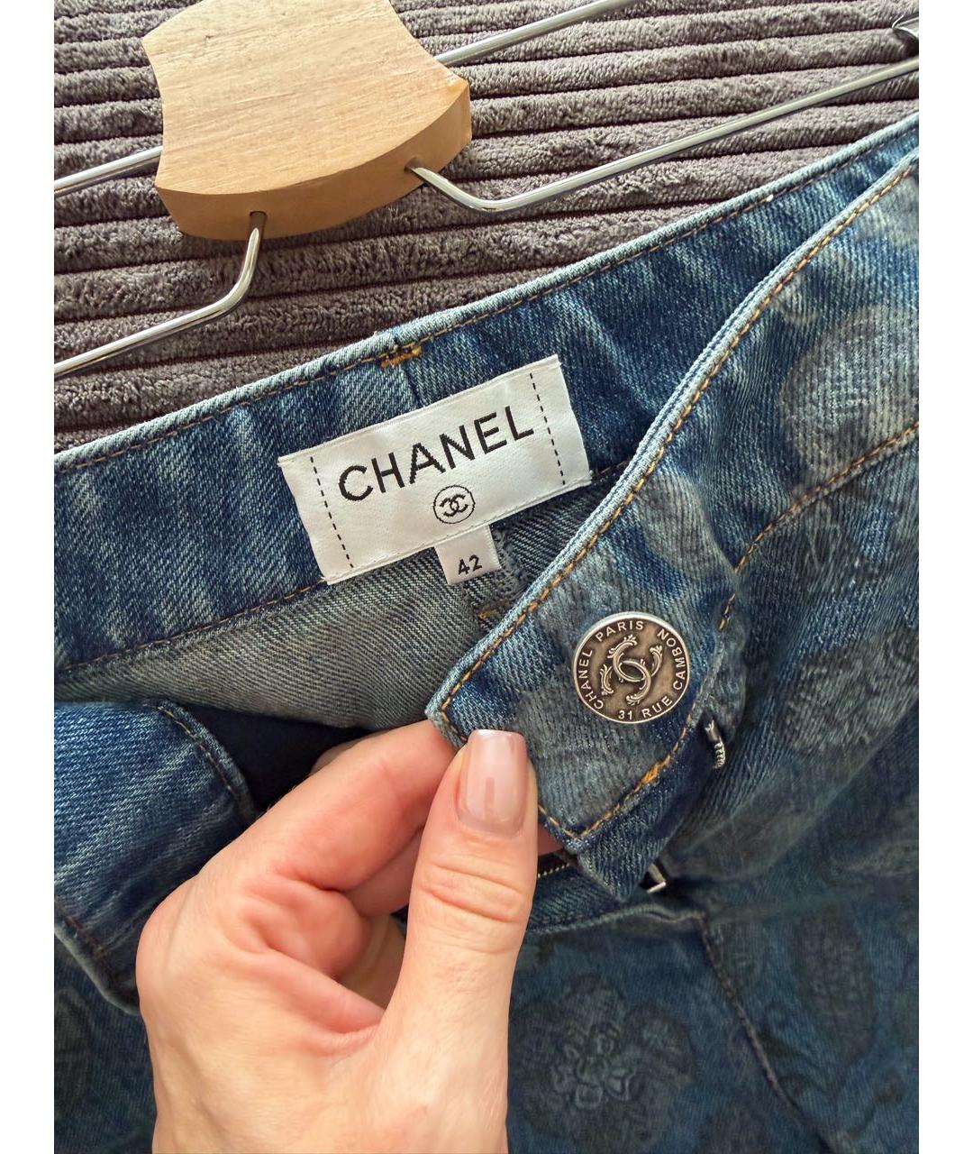 CHANEL Синие хлопковые прямые джинсы, фото 4