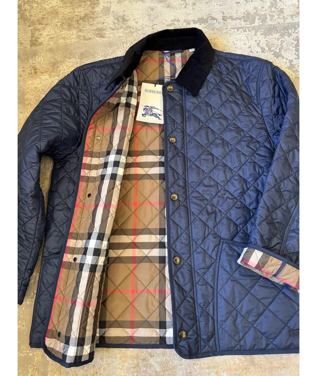 BURBERRY Темно-синяя полиэстеровая куртка, фото 2