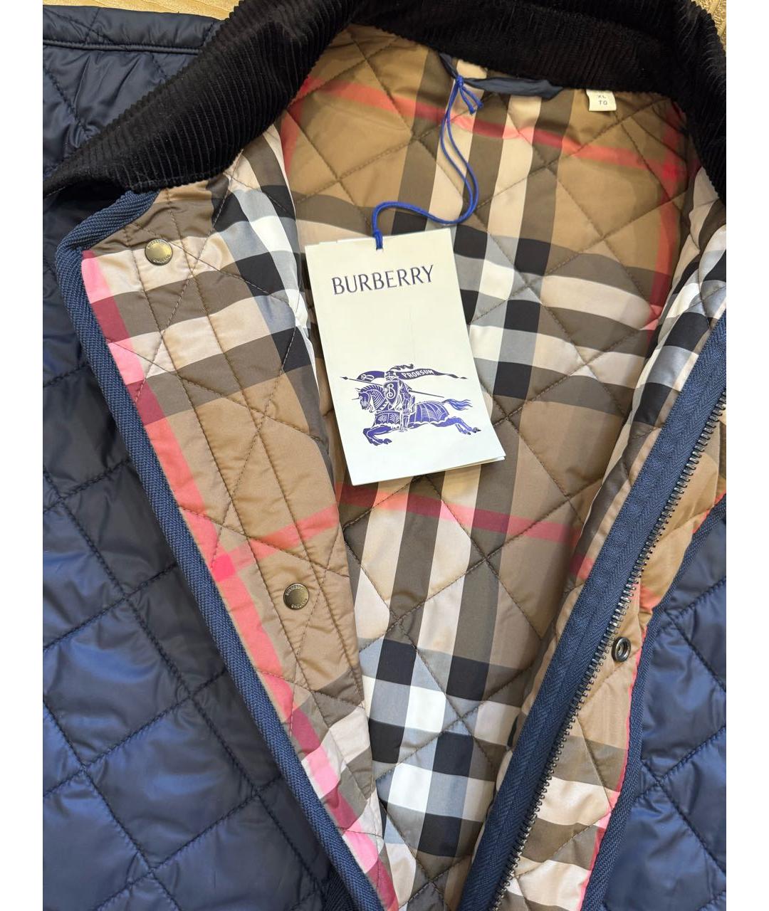 BURBERRY Темно-синяя полиэстеровая куртка, фото 3