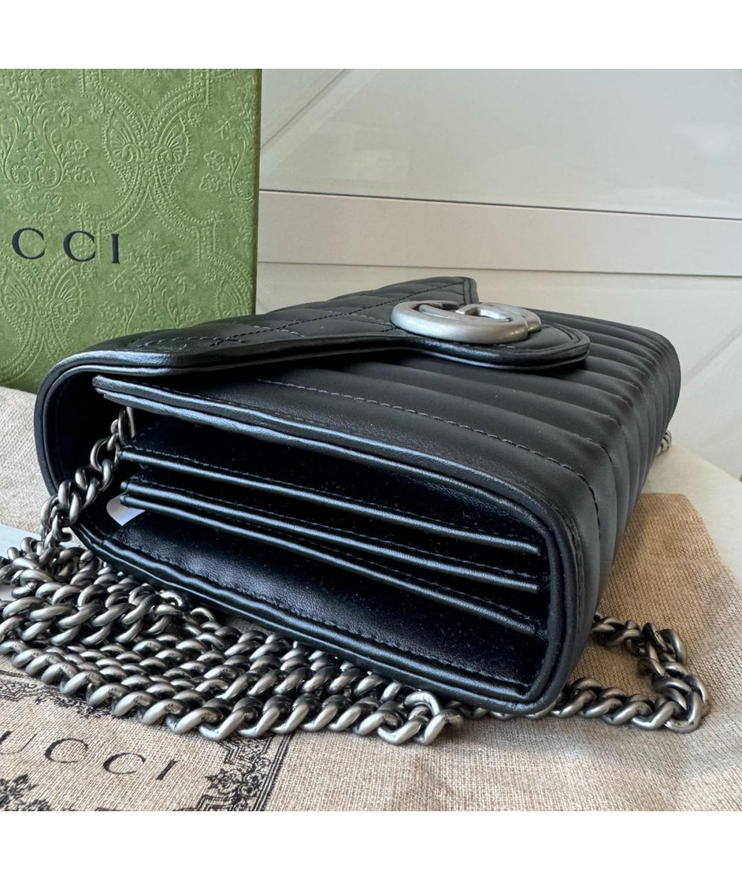 GUCCI Черная кожаная сумка через плечо, фото 3