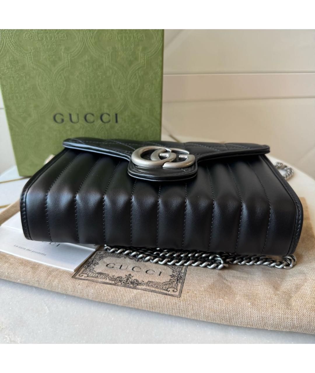 GUCCI Черная кожаная сумка через плечо, фото 4