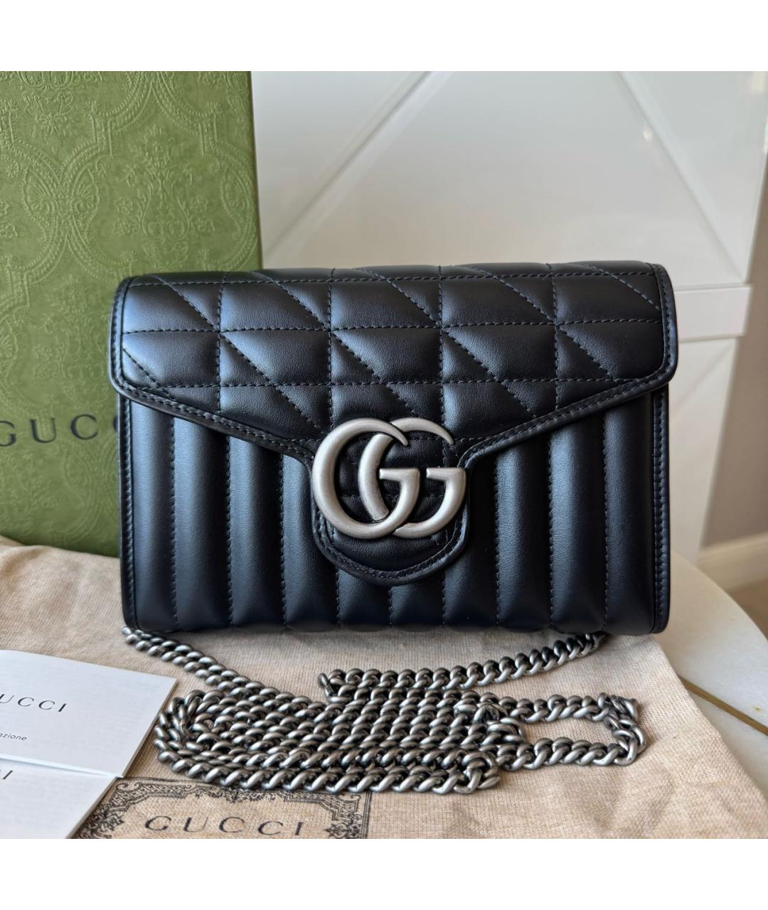 GUCCI Черная кожаная сумка через плечо, фото 2