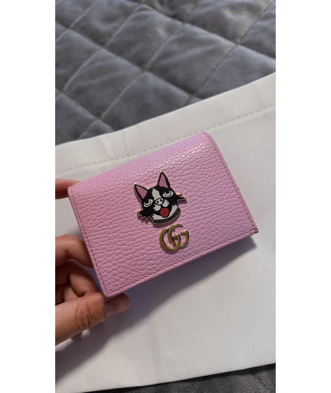 GUCCI Розовый кожаный кошелек, фото 2