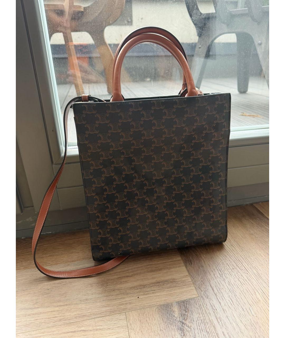 CELINE Коричневая сумка тоут из канвы, фото 8