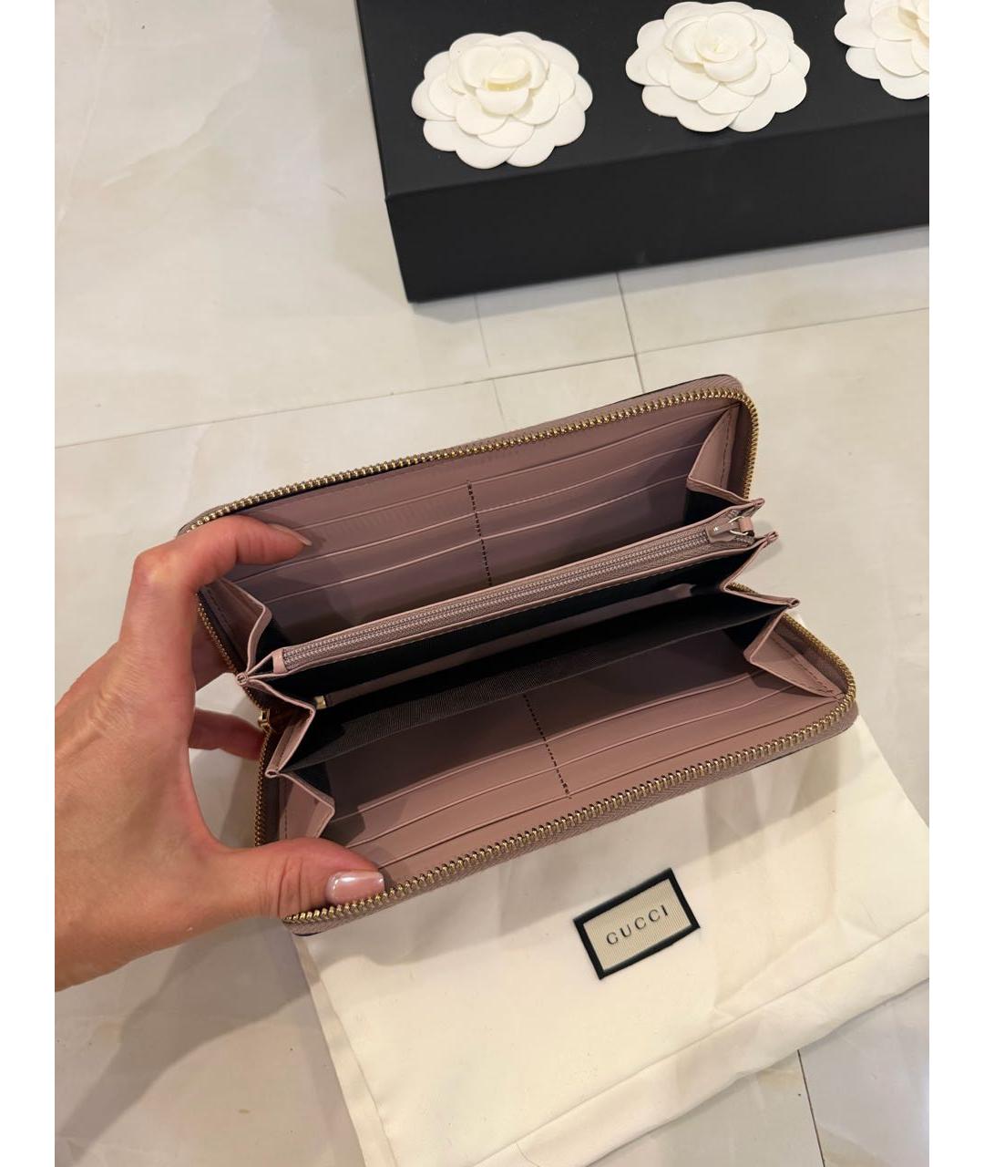 GUCCI Розовый кошелек из кожи аллигатора, фото 3