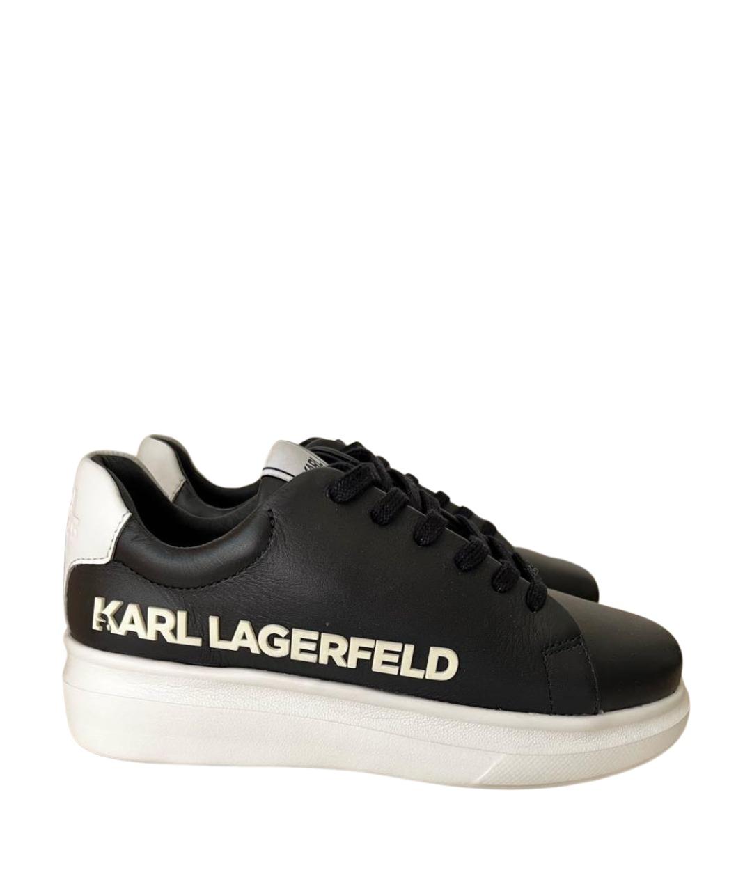 KARL LAGERFELD Черные кожаные кеды, фото 1
