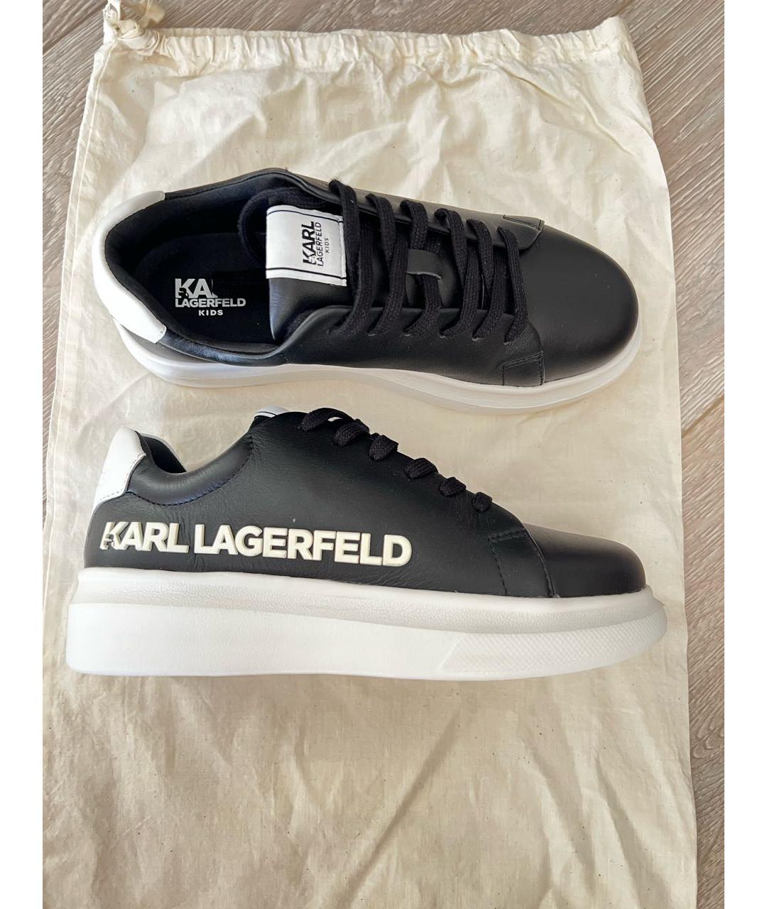 KARL LAGERFELD Черные кожаные кеды, фото 5