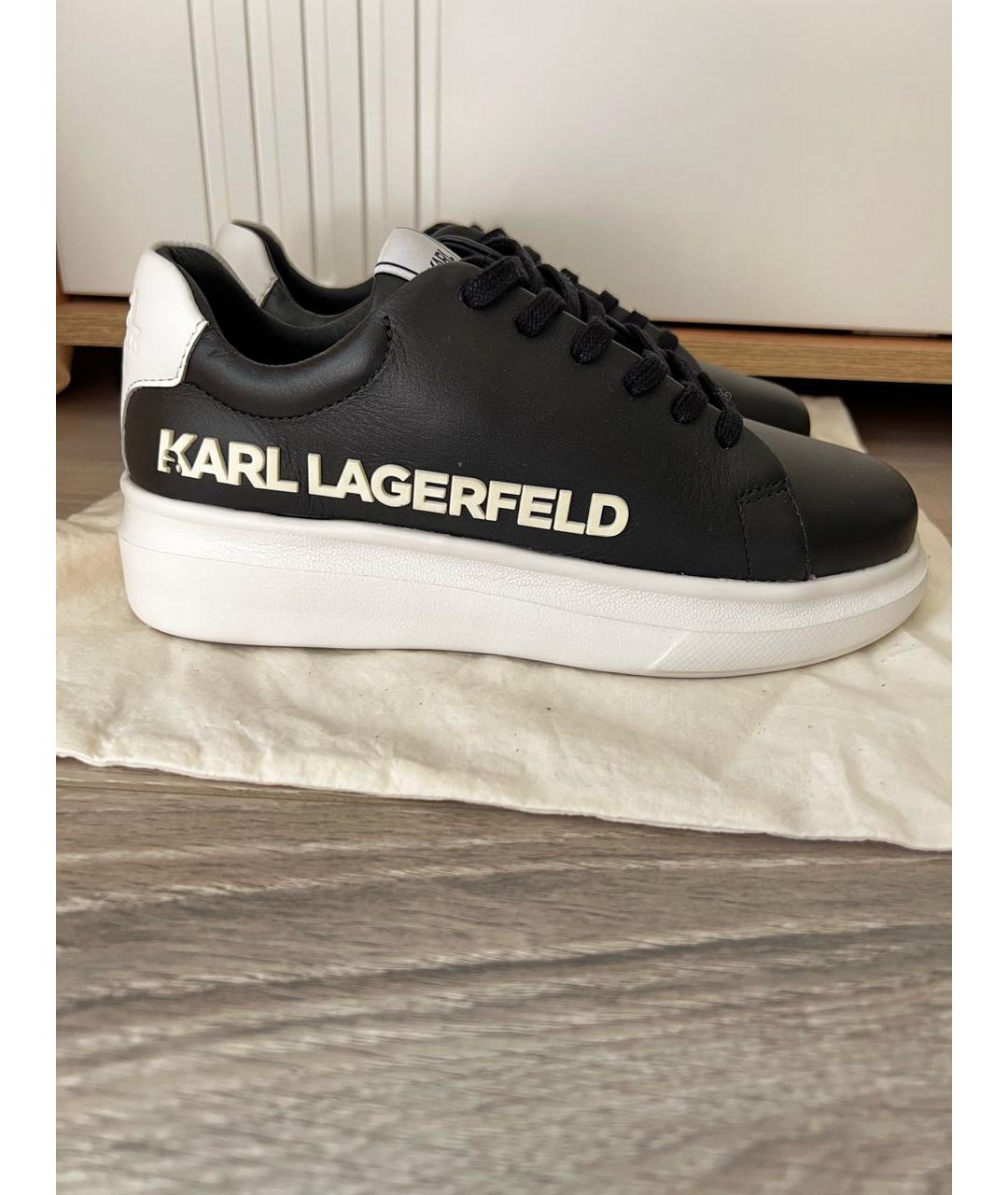 KARL LAGERFELD Черные кожаные кеды, фото 9